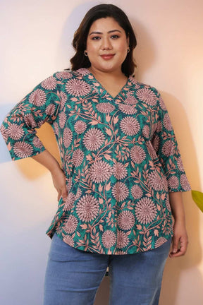 Plus Size Green Floral Top