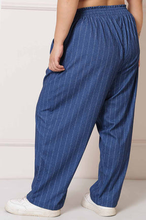 Plus Size Blue White Pinstripe Coord Set