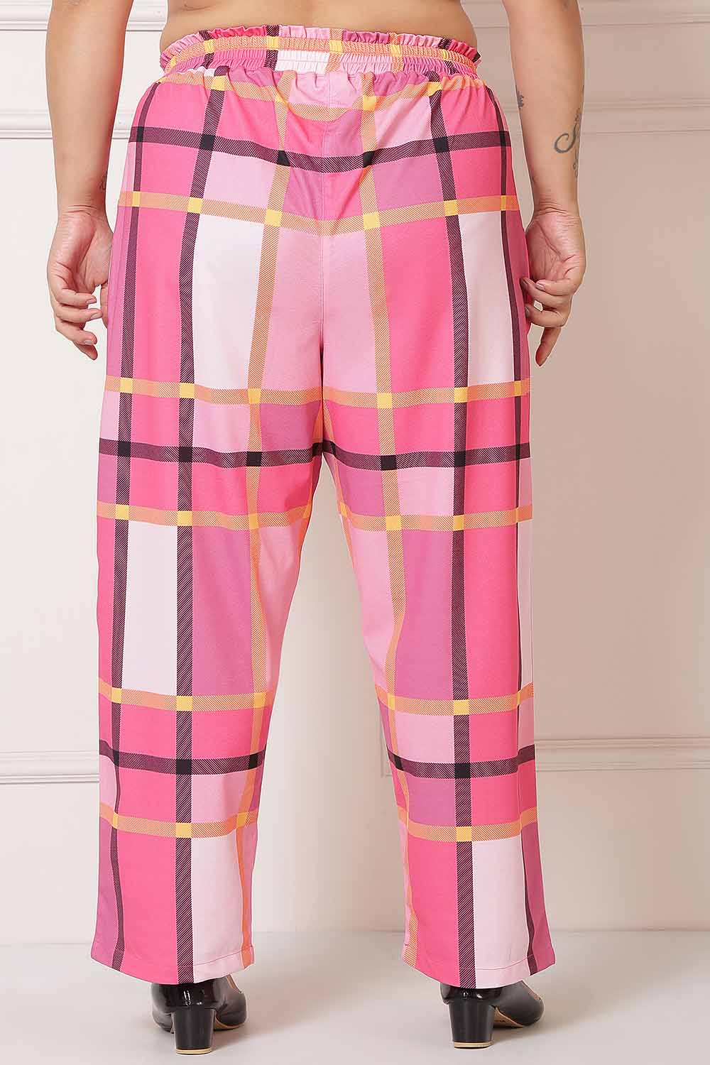 Plus Size Pink Checkered Coord Set