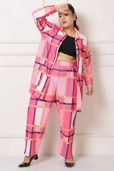 Plus Size Pink Checkered Coord Set