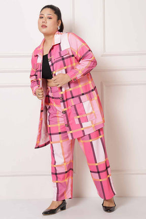 Plus Size Pink Checkered Coord Set