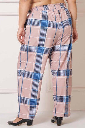 Plus Size Pink Blue Checkered Coord Set