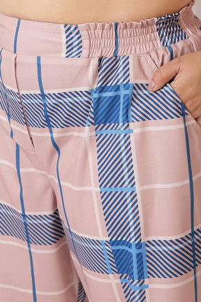 Plus Size Pink Blue Checkered Coord Set