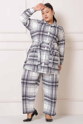 Plus Size White Black Check Coord Set