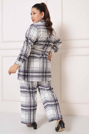 Plus Size White Black Check Coord Set