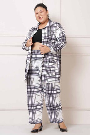 Plus Size White Black Check Coord Set