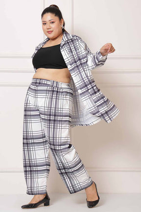 Plus Size White Black Check Coord Set