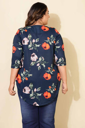 Plus Size Navy Floral Top