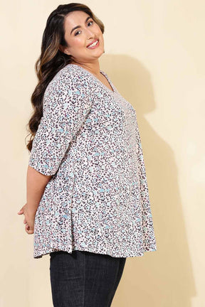 Plus Size White Printed A Line Tshirt