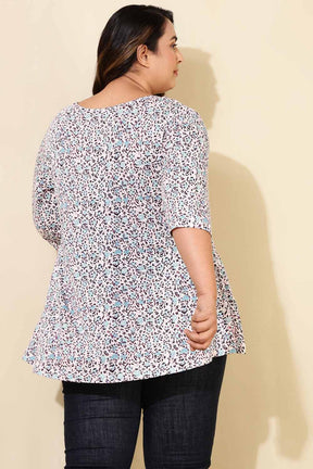 Plus Size White Printed A Line Tshirt