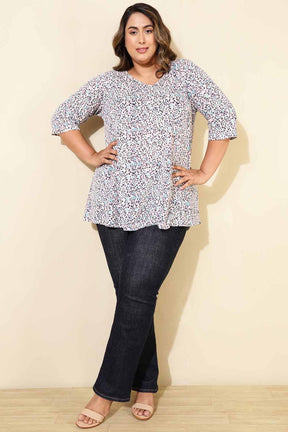 Plus Size White Printed A Line Tshirt