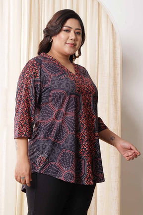 Plus Size Maroon Floral Top