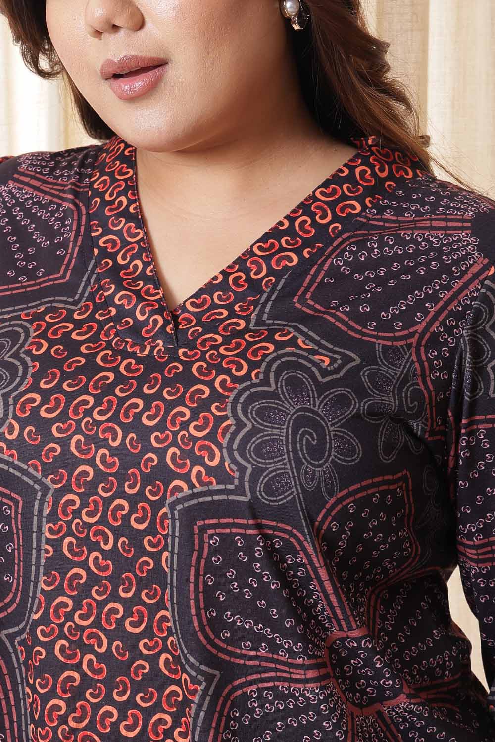 Comfortable Plus Size Maroon Floral Top