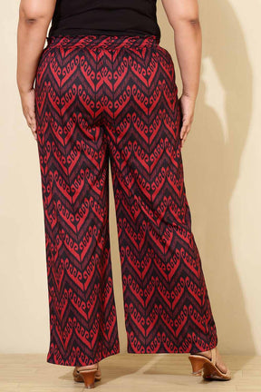 Plus Size Maroon Black Print Coord Set