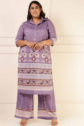 Plus Size Lilac Ethnic Print Coord Set