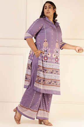 Plus Size Lilac Ethnic Print Coord Set