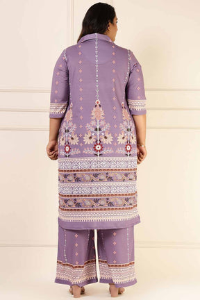 Plus Size Lilac Ethnic Print Coord Set