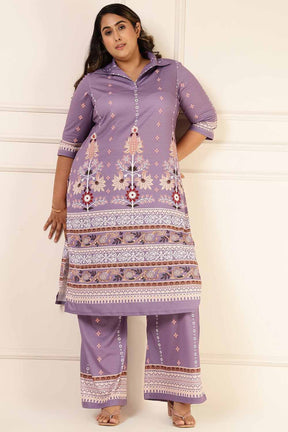 Plus Size Lilac Ethnic Print Coord Set