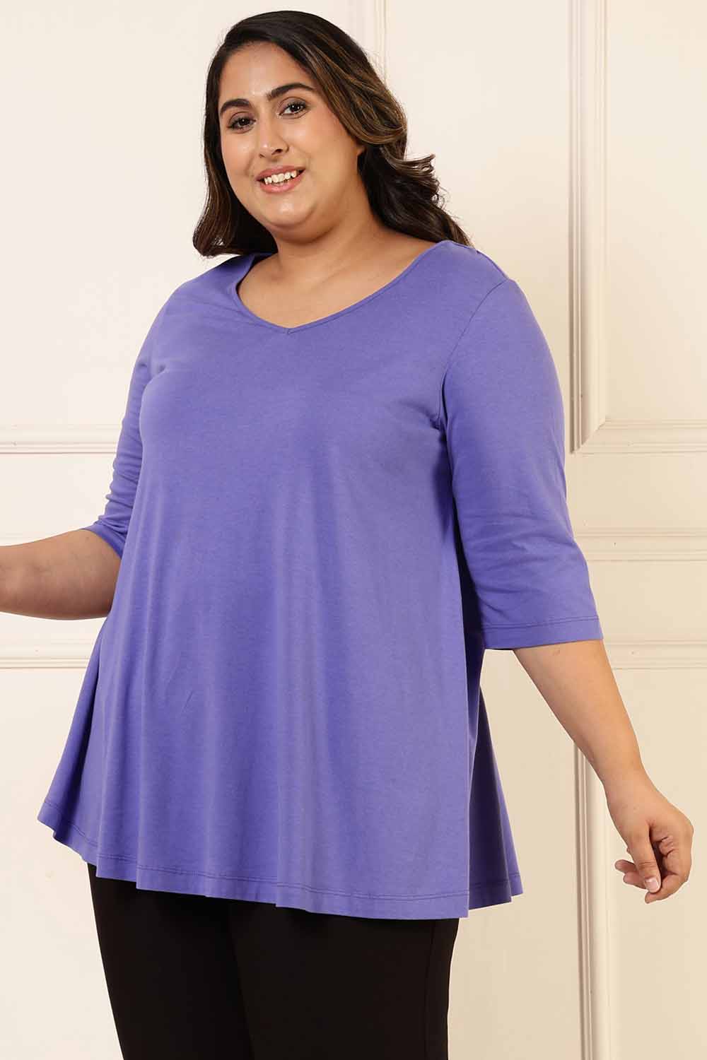 Plus Size Purple A line Tshirt