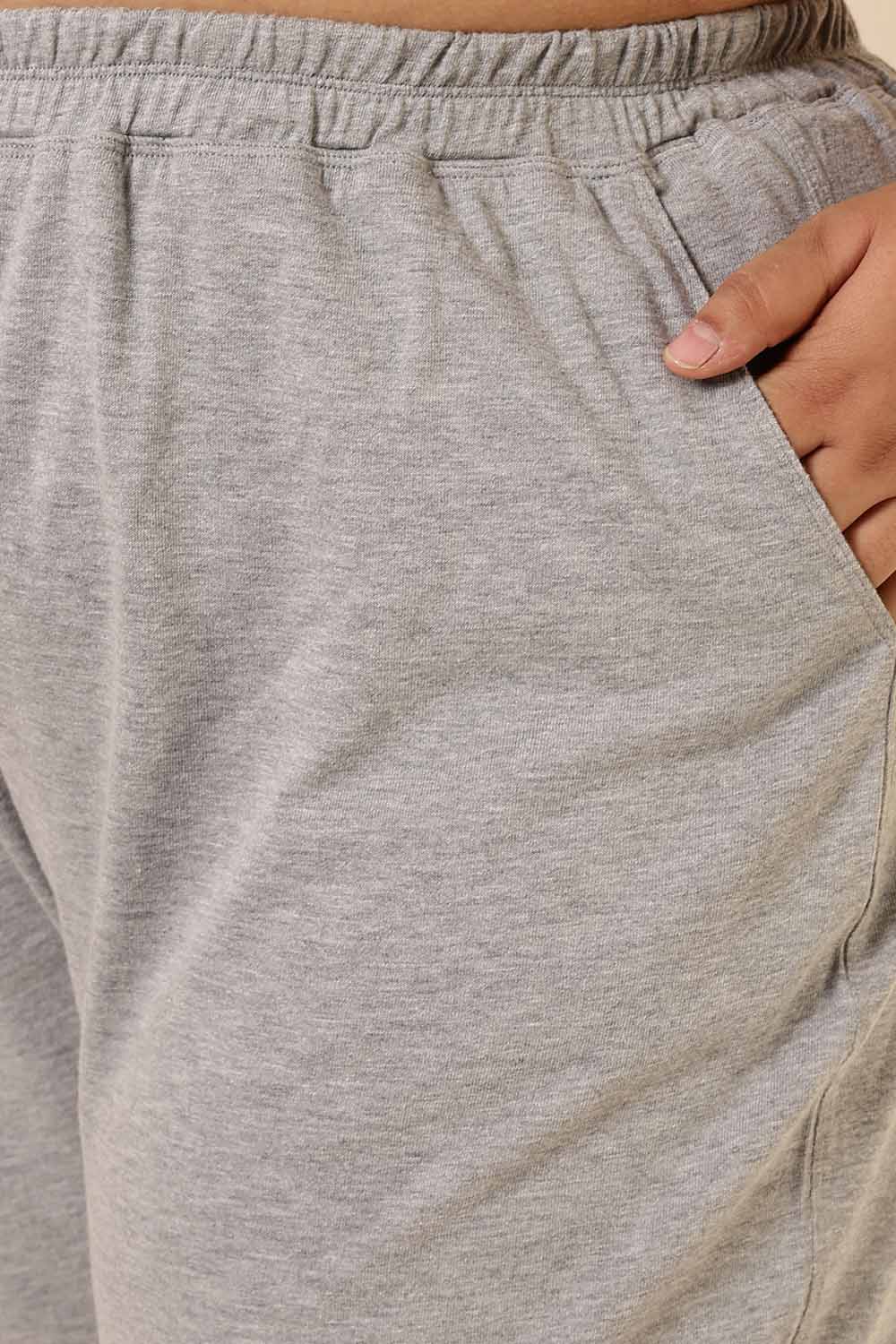 Comfortable Plus Size Grey Cotton Track Pants