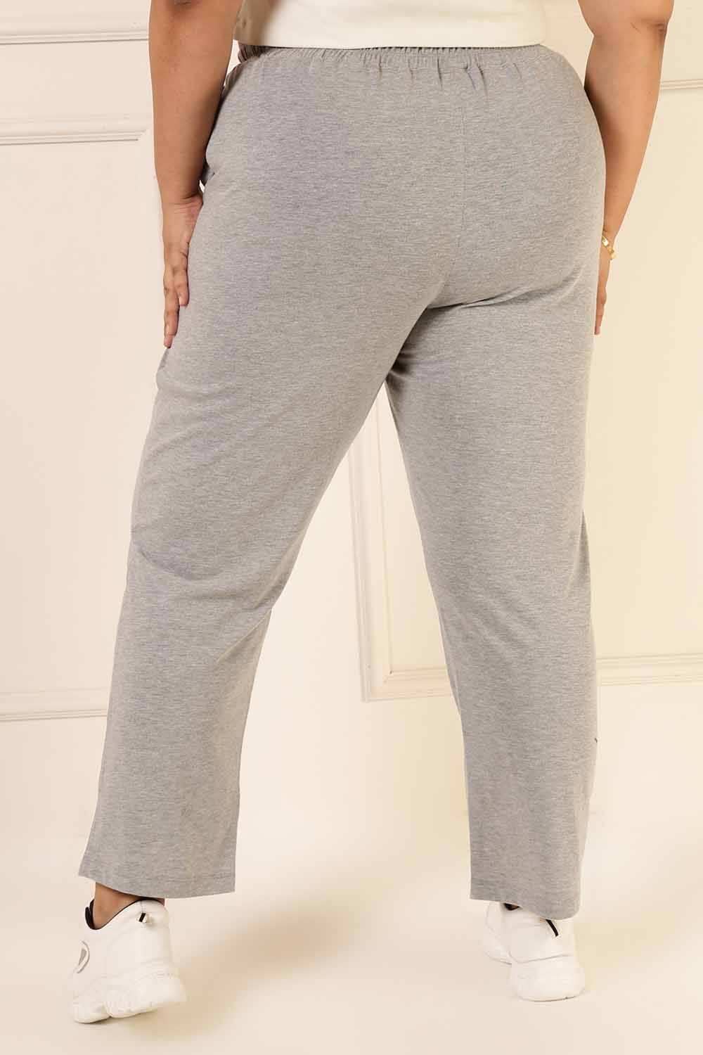 Plus Size Grey Cotton Track Pants