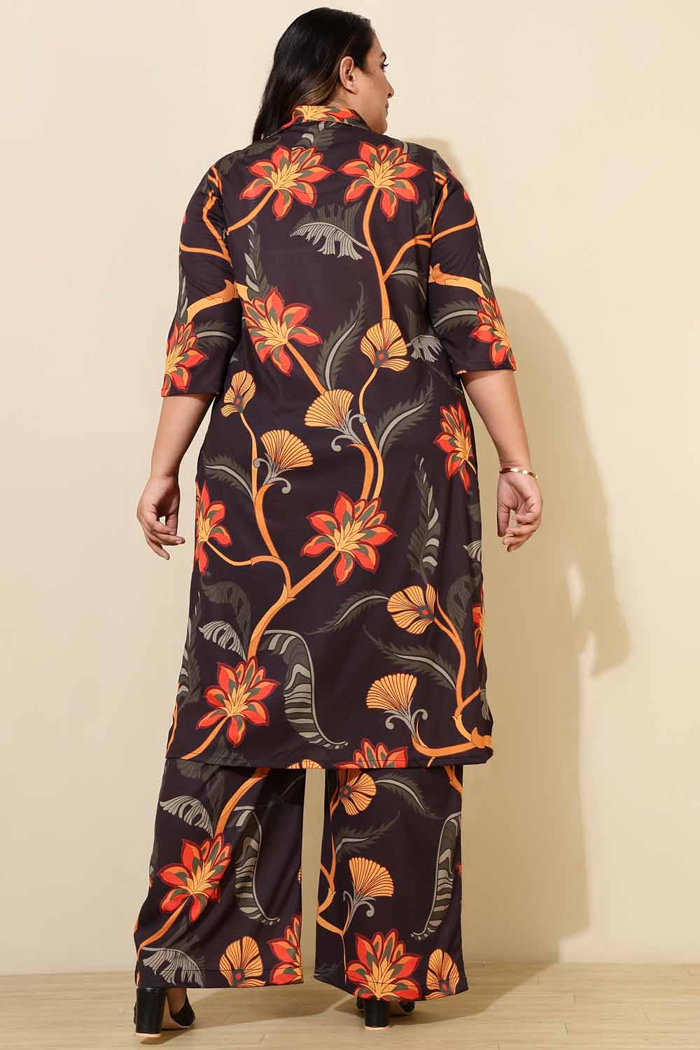 Plus Size Black Floral Co-ord Set