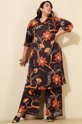 Plus Size Black Floral Co-ord Set