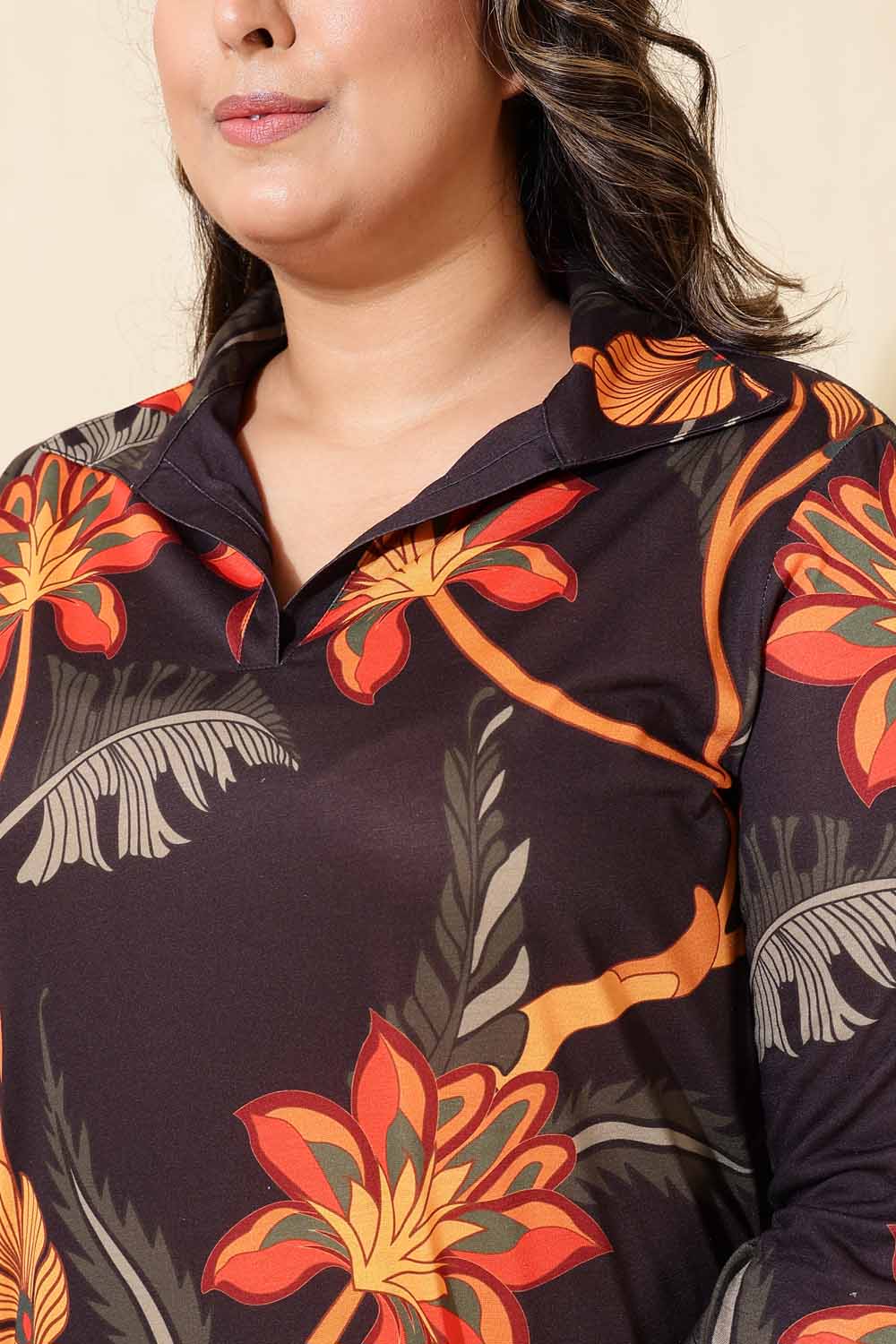 Comfortable Plus Size Black Floral Co-ord Set