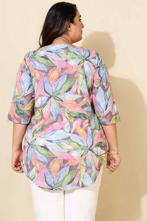 Plus Size Pastel Floral Cotton Top