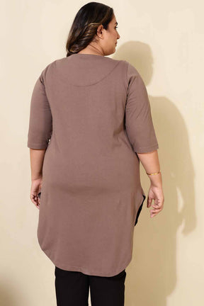 Plus Size Brown Longline T-shirt