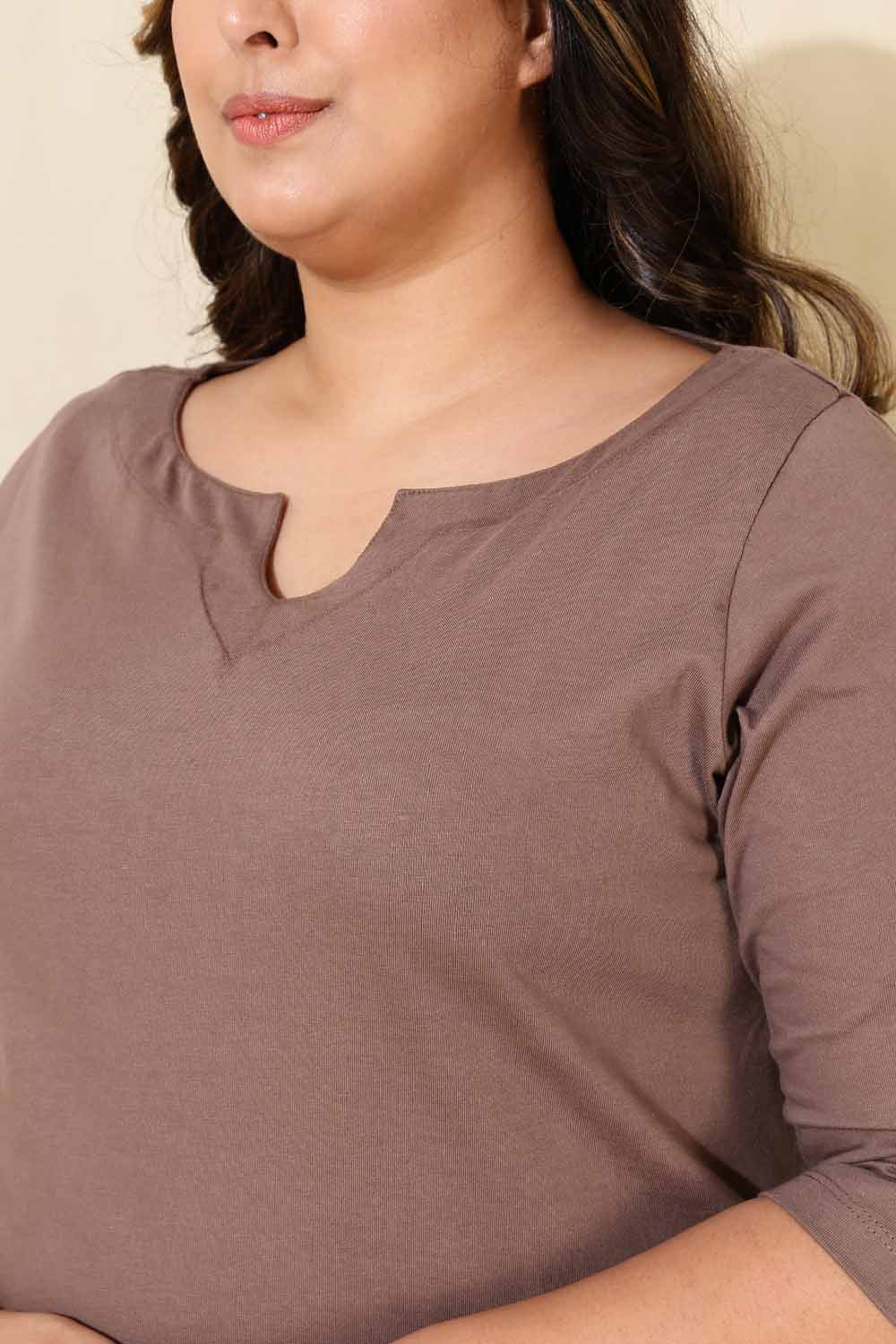 Plus Size Brown Longline T-shirt