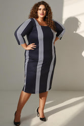 Plus Size Black Stripe Bodycon Dress