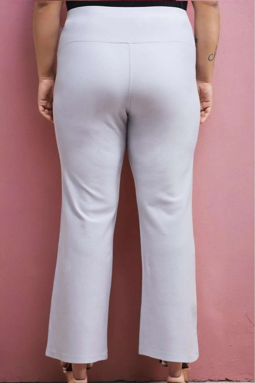 Plus Size Ice Blue Tummy Shaper Flare Pants