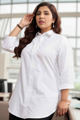 Plus Size White Cotton Shirt