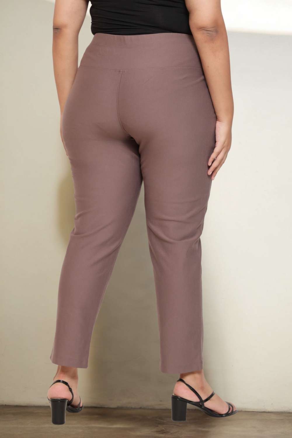 Plus Size Taupe Tummy Shaper Straight Fit Pants