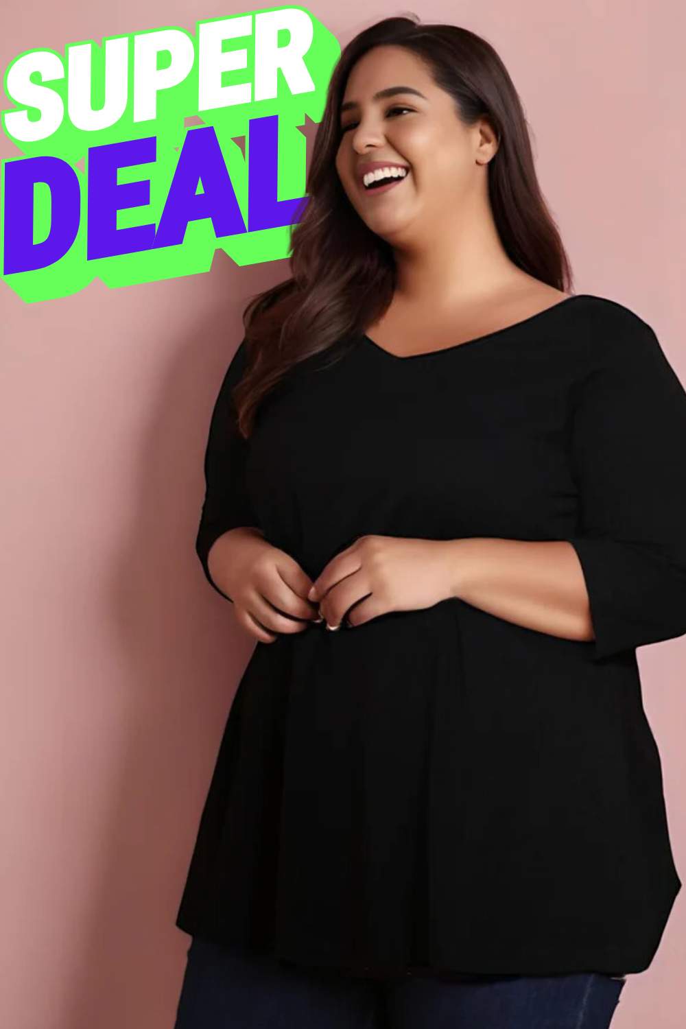 Plus Size Black A Line Tshirt