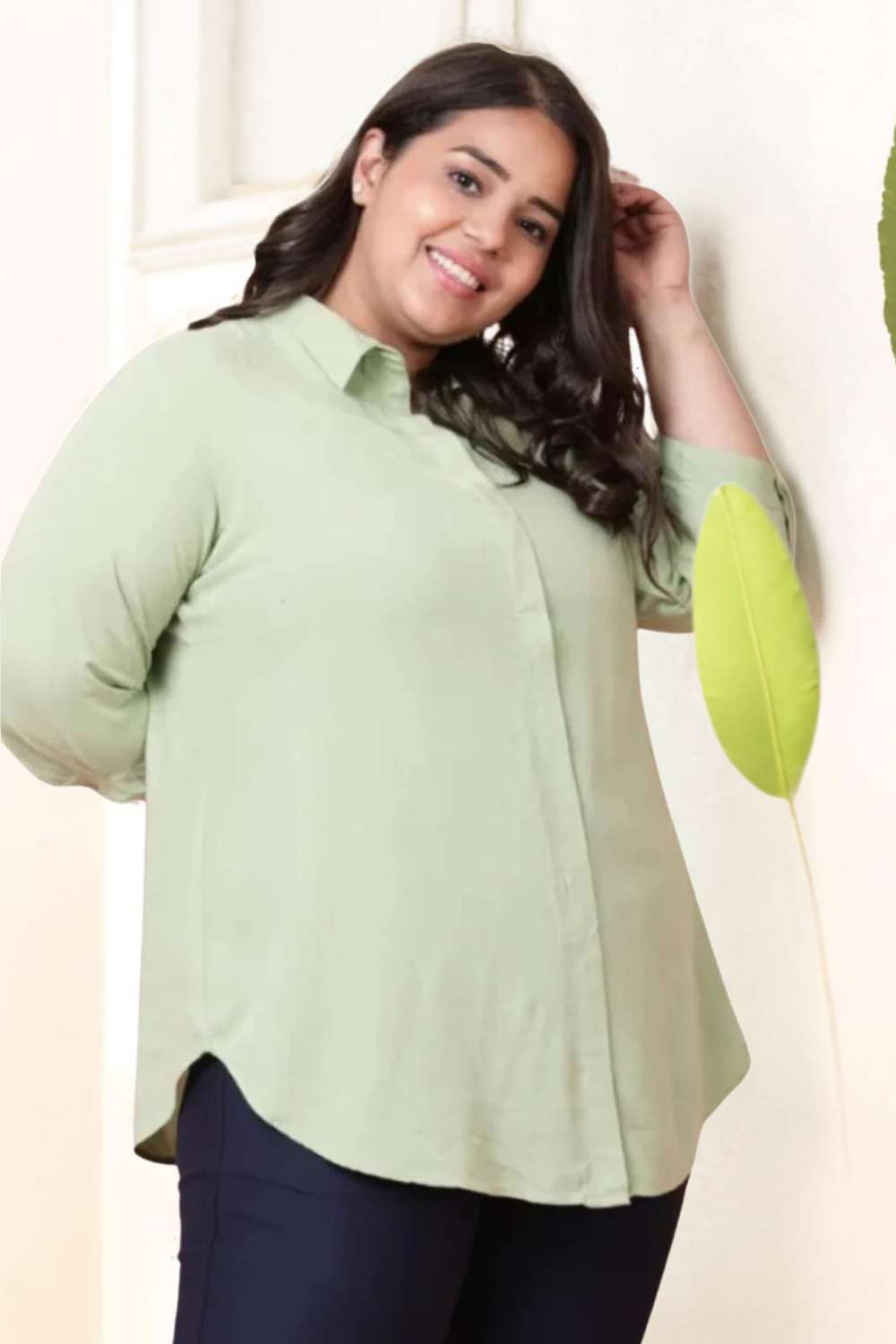 Plus Size Light Green Shirt