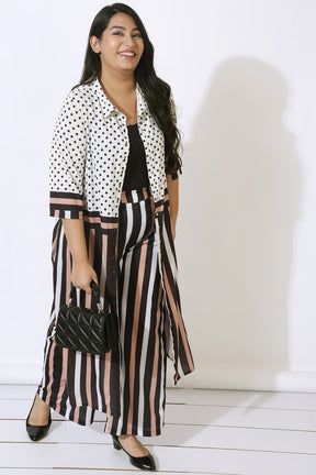 Plus Size Black Luxe Polka Stripes Coord Set