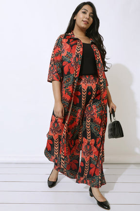 Plus Size Black Tropical Print Coord Set