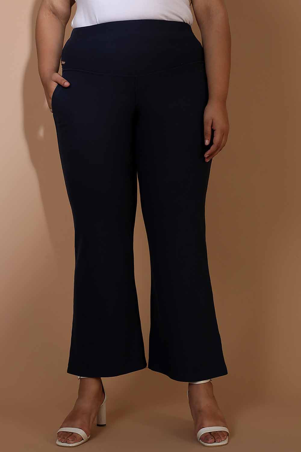 MakeMeChic Women's Plus Size High Waist Flare Pants Bell Bottom Pants Yoga Pants  Black 0XL at  Women's Clothing store