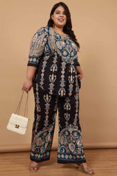 Plus Size Black Luxe Ethnic Print Coord Set