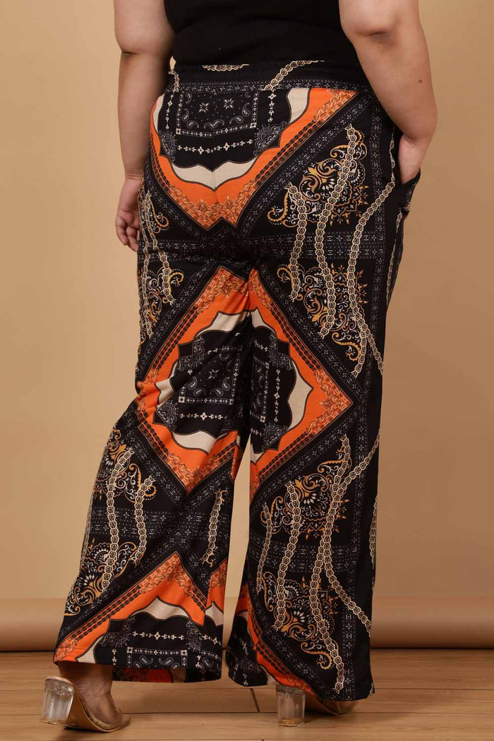 Comfortable Plus Size Black Baroque Printed Coord Set