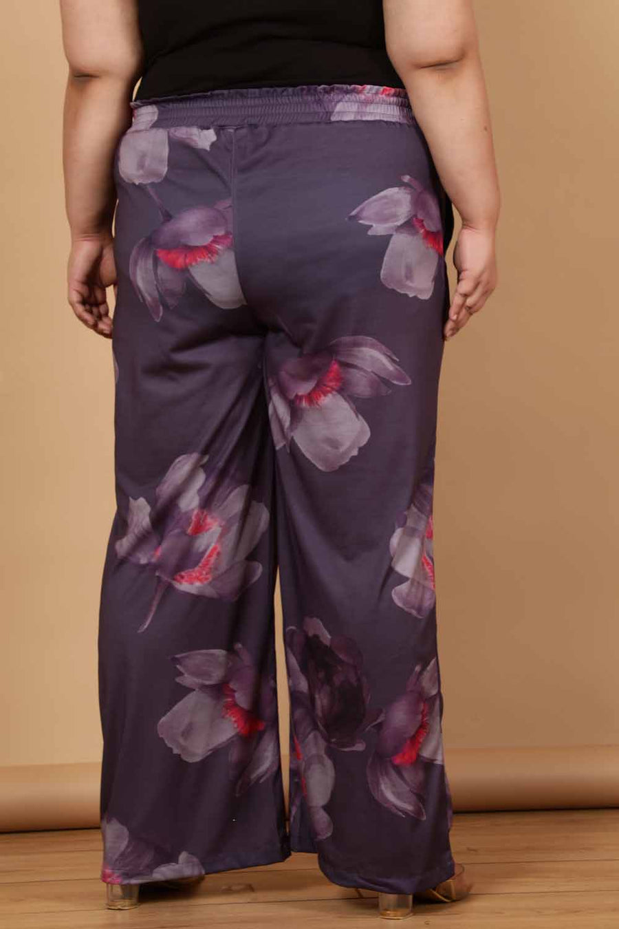 Plus Size Purple Floral Printed Coord Set for Women