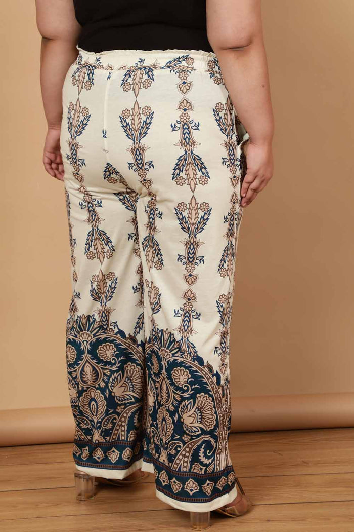 Plus Size Cream Luxe Ethnic Print Coord Set