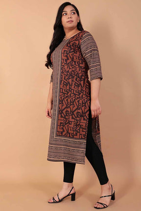 Brown Geometric Printed Kurta