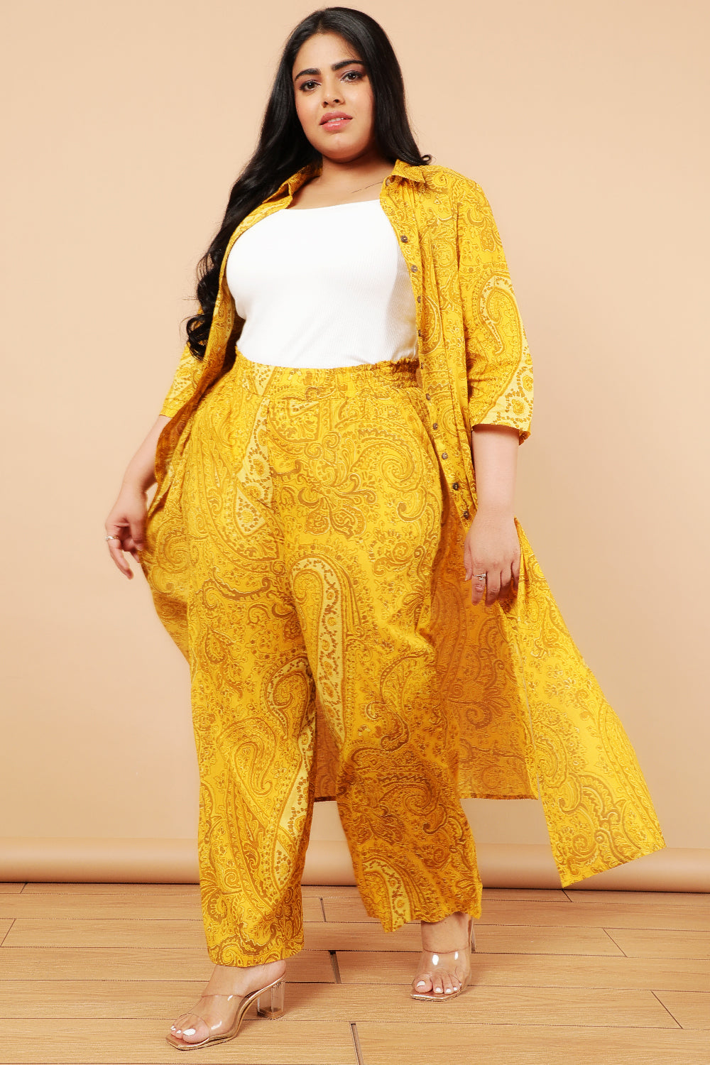 Plus Size Pastel Yellow Classic High Waisted Leggings