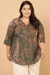 Green Paisley Print Cotton Top