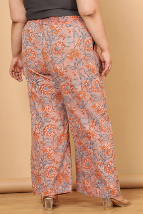 Authentic Handblock Printed Earthen Pink High Waist Pants