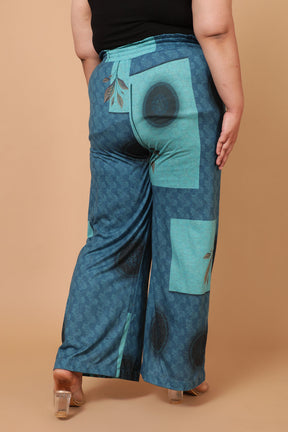 Plus Size Teal Blocks Print Coord Set