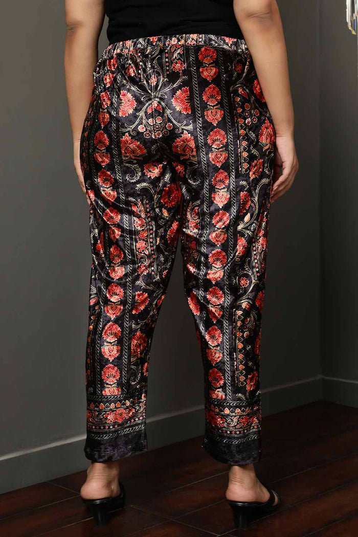 Plus Size Block Floral Velvet Coord Set